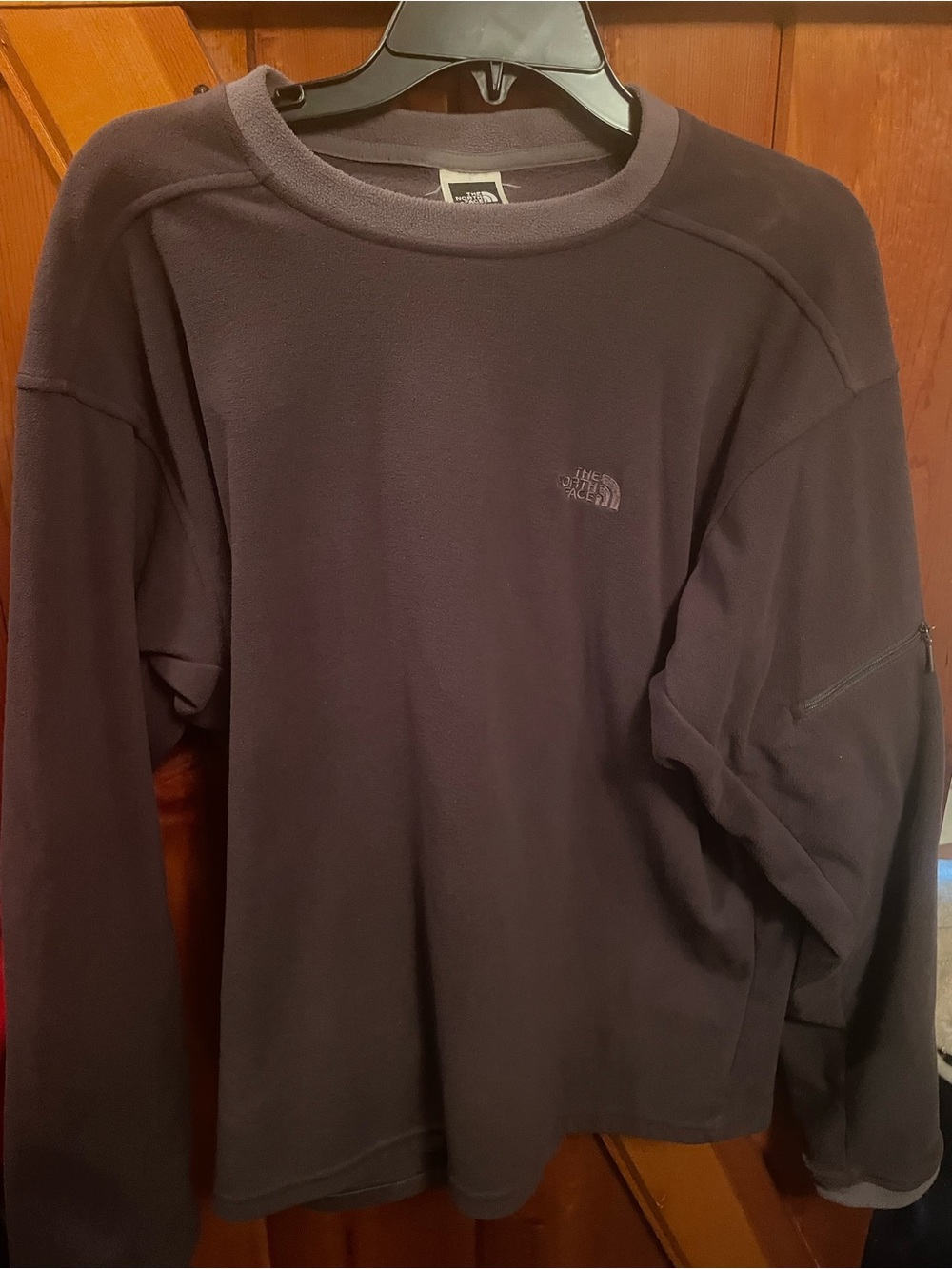 Men’s The North Face Fleece Shell Long Sleeve Shirt Gray-Black Medium